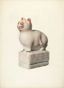 Chalkware Cat, c. 1940. Creator: Gertrude Koch