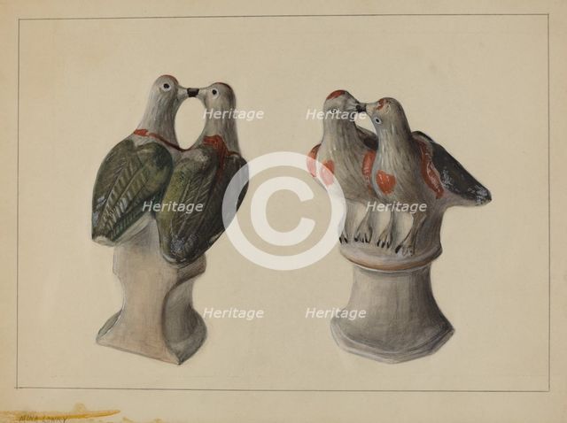 Chalkware Lovebirds, c. 1937. Creator: Mina Lowry.