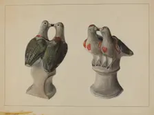 Chalkware Lovebirds, c. 1937. Creator: Mina Lowry