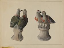 Chalkware Lovebirds, c. 1937. Creator: Mina Lowry