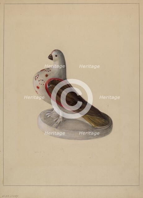 Chalkware Pigeon Figurine, c. 1937. Creator: Mina Lowry.
