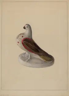 Chalkware Pigeon Figurine, c. 1937. Creator: Mina Lowry