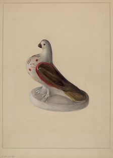 Chalkware Pigeon Figurine, c. 1937. Creator: Mina Lowry