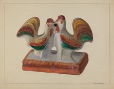 Chalkware Roosters, c. 1937. Creator: Mina Lowry
