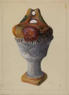 Chalkware Urn with Fruit and Birds, 1935/1942. Creator: Mina Lowry