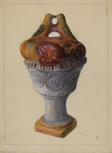 Chalkware Urn with Fruit and Birds, 1935/1942. Creator: Mina Lowry