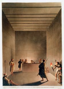 Chamber and Sarcophagus in the Great Pyramid of Giza Egypt, 1802. Creator: Thomas Milton