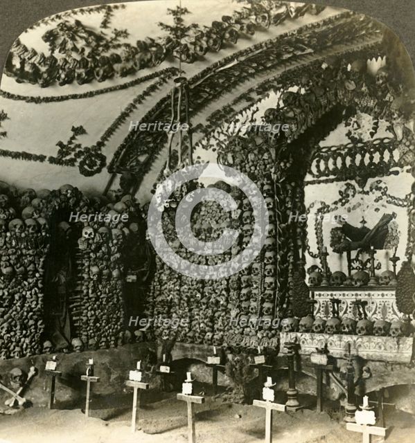 'Chamber in Cappuccini catacombs with earth from Palestine, Rome', c1909. Creator: Unknown.