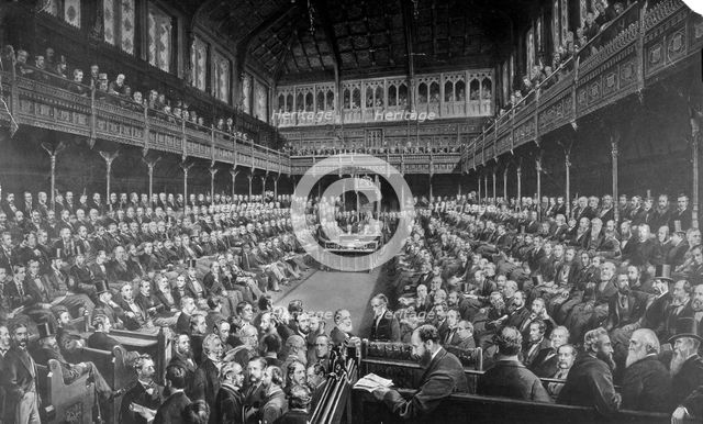 Chamber of the House of Commons, 1875.                                                 Artist: Spencer, Sawyer, Bird & Co