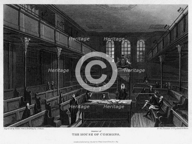 Chamber of the House of Commons, Westminster, London, 1815.Artist: Wallis