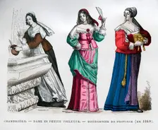 Chambermaid, lady and provincial bourgeoise lady, 1640 (1882-1884).Artist: Tamisier