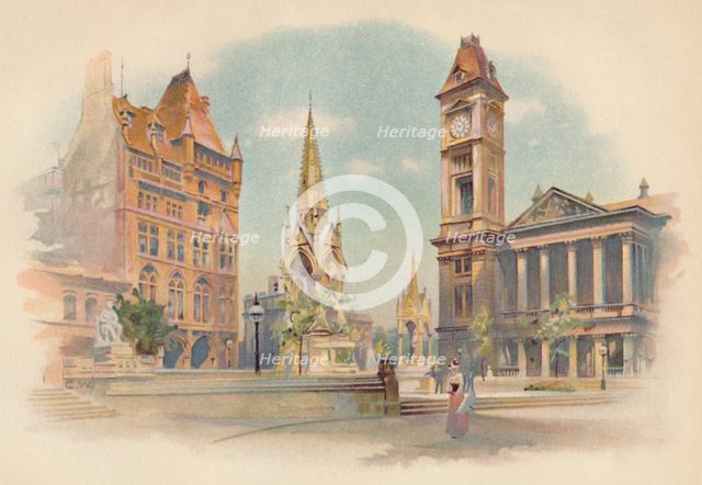 'Chamberlain Square, Birmingham. Showing the High School for Girls, c1890. Artist: Charles Wilkinson.