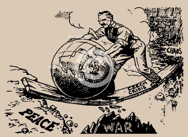 Chamberlain rolls the world towards peace, 1938. Creator: Anonymous.