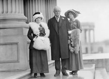 Champ Clark, Rep. from Missouri, with Helen Cox, Left, and Daughter Genvieve [sic], 1912. Creator: Harris & Ewing