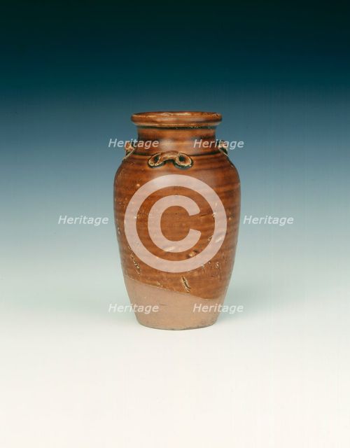Champa brown glazed jar, Vietnam, 14th century. Creator: Unknown.
