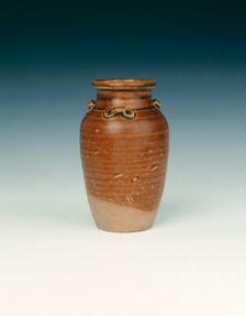 Champa brown glazed jar, Vietnam, 14th century. Creator: Unknown
