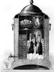 Champagne cooler with ice water on tap, 1872. Creator: Unknown