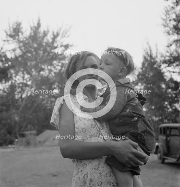 Champion hop picker in squatter camp before the season..., Washington, Yakima Valley, 1939 Creator: Dorothea Lange.