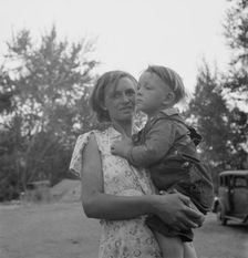 Champion hop picker in squatter camp before the season..., Washington, Yakima Valley, 1939 Creator: Dorothea Lange
