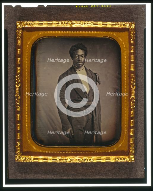 Chancy Brown, three-quarter length portrait, facing front, between 1856 and 1858. Creator: Augustus Washington.