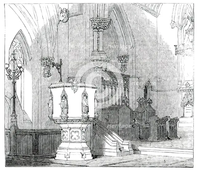 Chancel of the New Church of St. Edward, at Romford, 1850. Creator: Unknown.