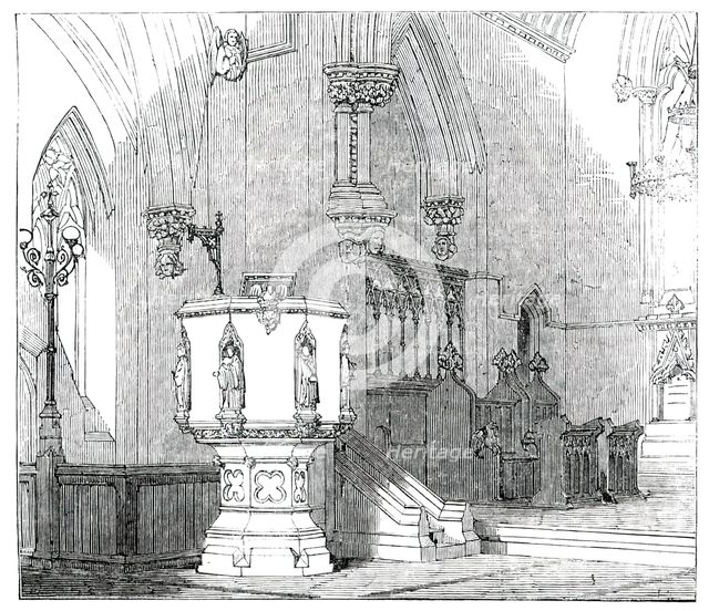 Chancel of the New Church of St. Edward, at Romford, 1850. Creator: Unknown.