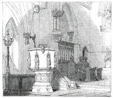 Chancel of the New Church of St. Edward, at Romford, 1850. Creator: Unknown