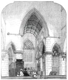 Chancel of the Trinity Church, Haverstock Hill, 1850. Creator: Unknown
