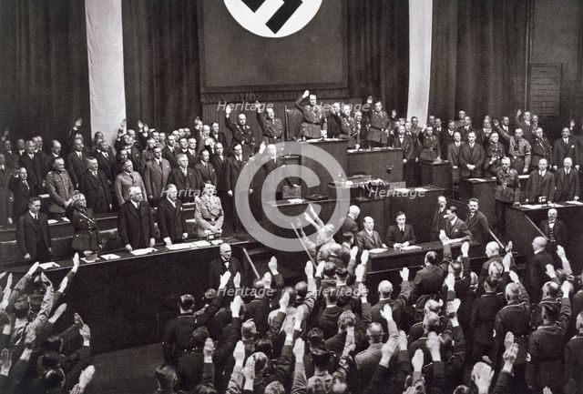Chancellor Adolf Hitler making a speech before the Reichstag, Berlin, 17th May 1933. Artist: Unknown