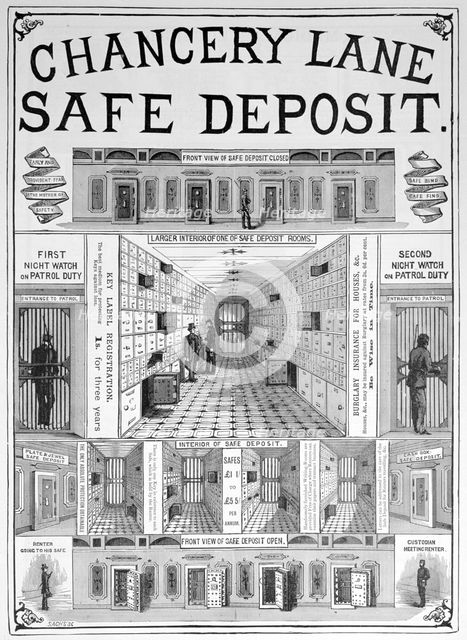 Chancery Lane safe deposit facility, 1893. Artist: Unknown