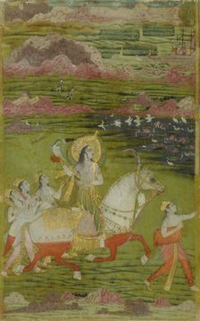 Chand Bibi Hawking with Attendants in a Landscape, ca. 1700. Creator: Unknown