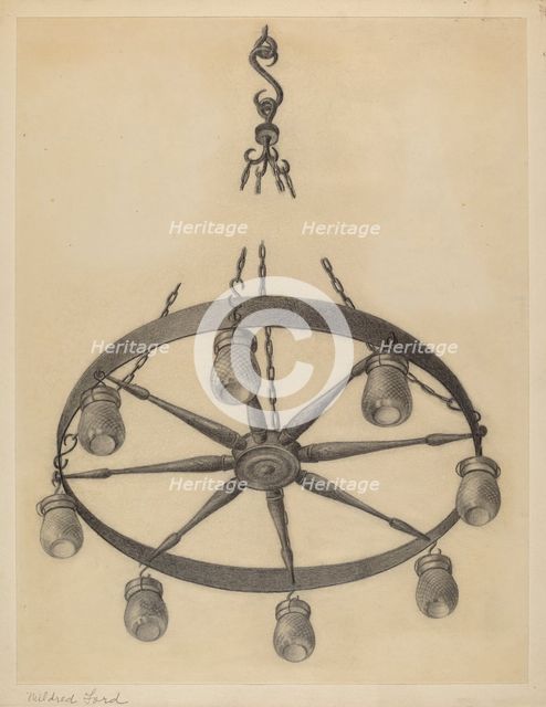 Chandelier, c. 1936. Creator: Mildred Ford.