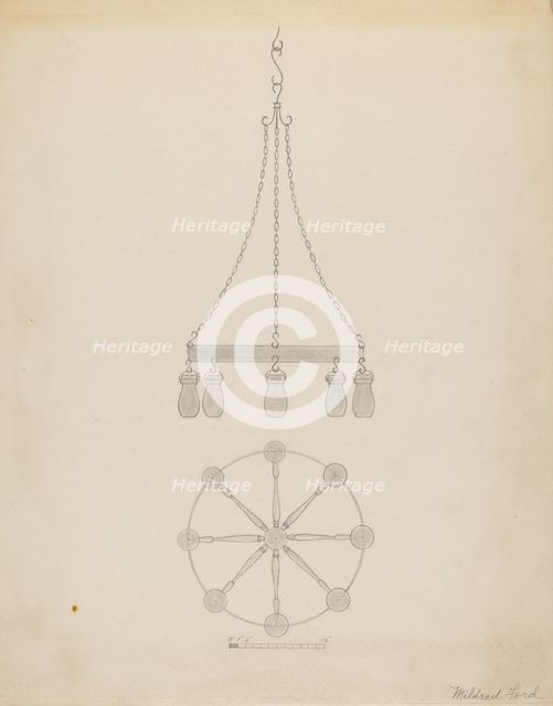 Chandelier, c. 1936. Creator: Mildred Ford.
