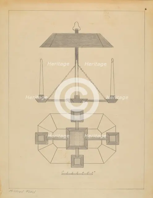 Chandelier, c. 1937. Creator: Mildred Ford.