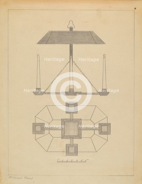 Chandelier, c. 1937. Creator: Mildred Ford.