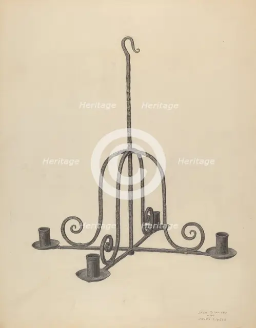 Chandelier, c. 1940. Creators: Jack Staloff, Jacob Lipkin.