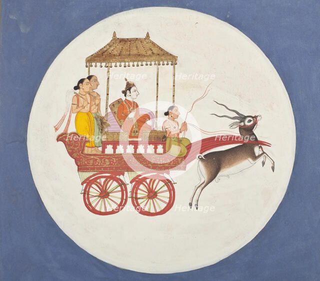 Chandra, The Moon God; Folio from a Book of Dreams (image 2 of 3), between 1700 and 1725. Creator: Unknown.