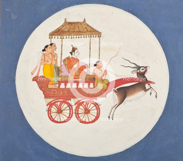 Chandra, The Moon God; Folio from a Book of Dreams (image 2 of 3), between 1700 and 1725. Creator: Unknown.