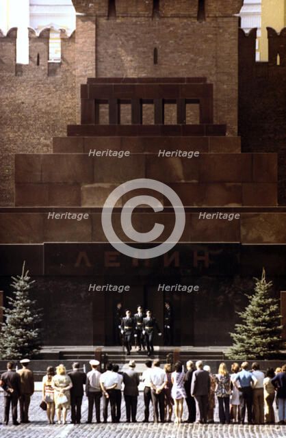 Changing of the guard at Lenin's mausoleum, Red Square, Moscow, 1980. Artist: Unknown
