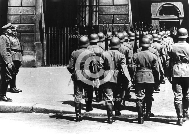 Changing of the guard at the German headquarters in occupied Paris, June 1940. Artist: Unknown