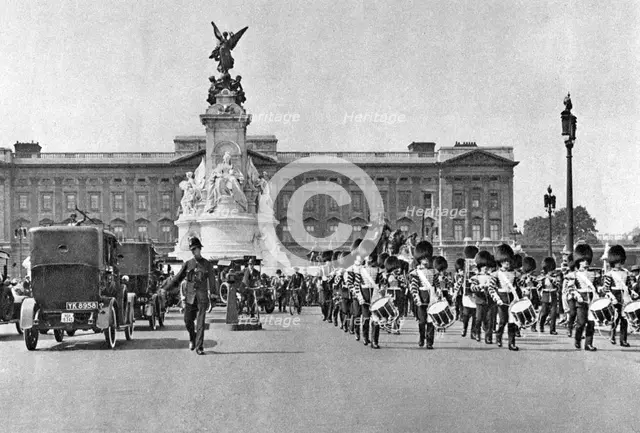 Changing of the guard, Buckingham Palace, London, 1926-1927. Artist: McLeish