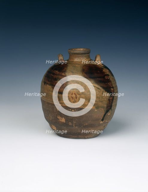 Changsha stoneware jar, Late Tang or Five Dynasties, China, 9th-10th century. Creator: Unknown.