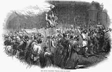 Chanting crowd in front of the Foreign Ministry, The July Revolution, France, February 1848