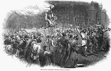 Chanting crowd in front of the Foreign Ministry, The July Revolution, France, February 1848