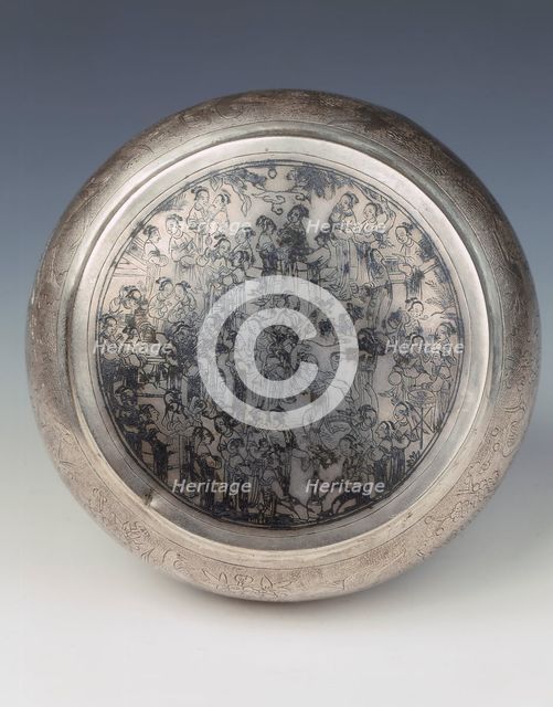Chased silver covered box, Southern Song-Yuan dynasty, China, 13th century. Artist: Unknown