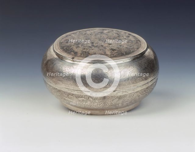 Chased silver covered box, Southern Song-Yuan dynasty, China, 13th century. Artist: Unknown