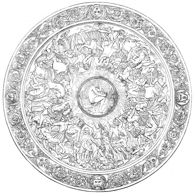 Chased silver shield, by Lambert, in the International Exhibition, 1862. Creator: Unknown.