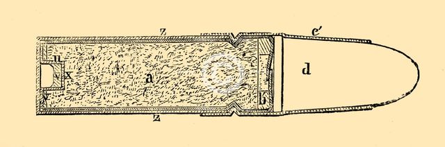 'Chassepot Breech-Loader - Longitudinal Section of Cartridge', c1872. Creator: Unknown.