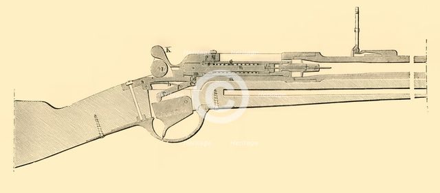 'Chassepot Breech-Loader - Longitudinal Vertical Section', c1872. Creator: Unknown.