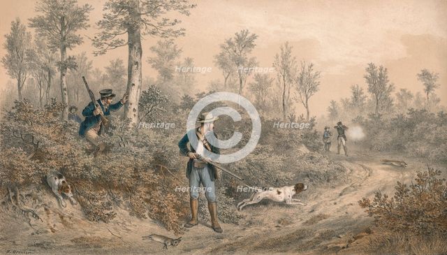 'Chasses a Tir, Battue en Forêt', mid 19th century. Creator: F Grenier.